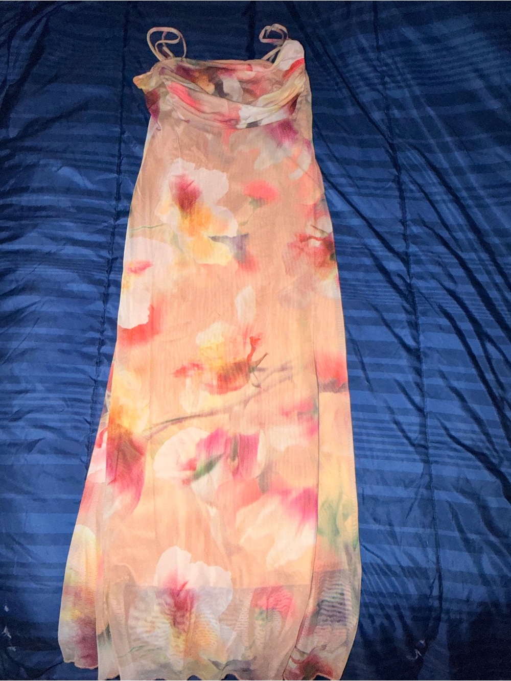See You Monday Peach Floral Backless Maxi Dress
